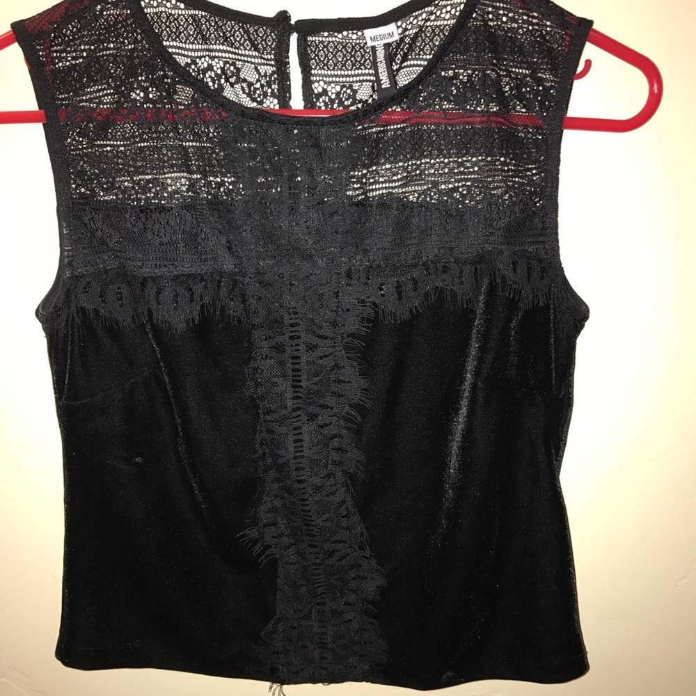 Velvet & lace crop top